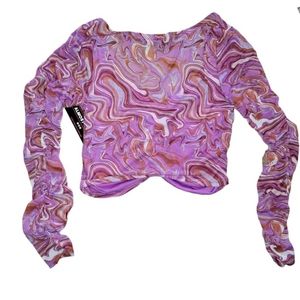 Colorful long Sleeve crop top